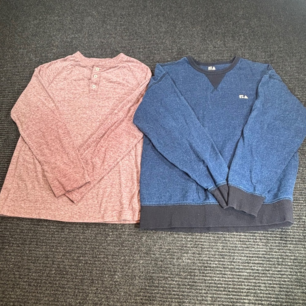 Boys Free Assembly Sweatshirt & Wonder Nation Henley Bundle Sz  L 10-12 Blue Red